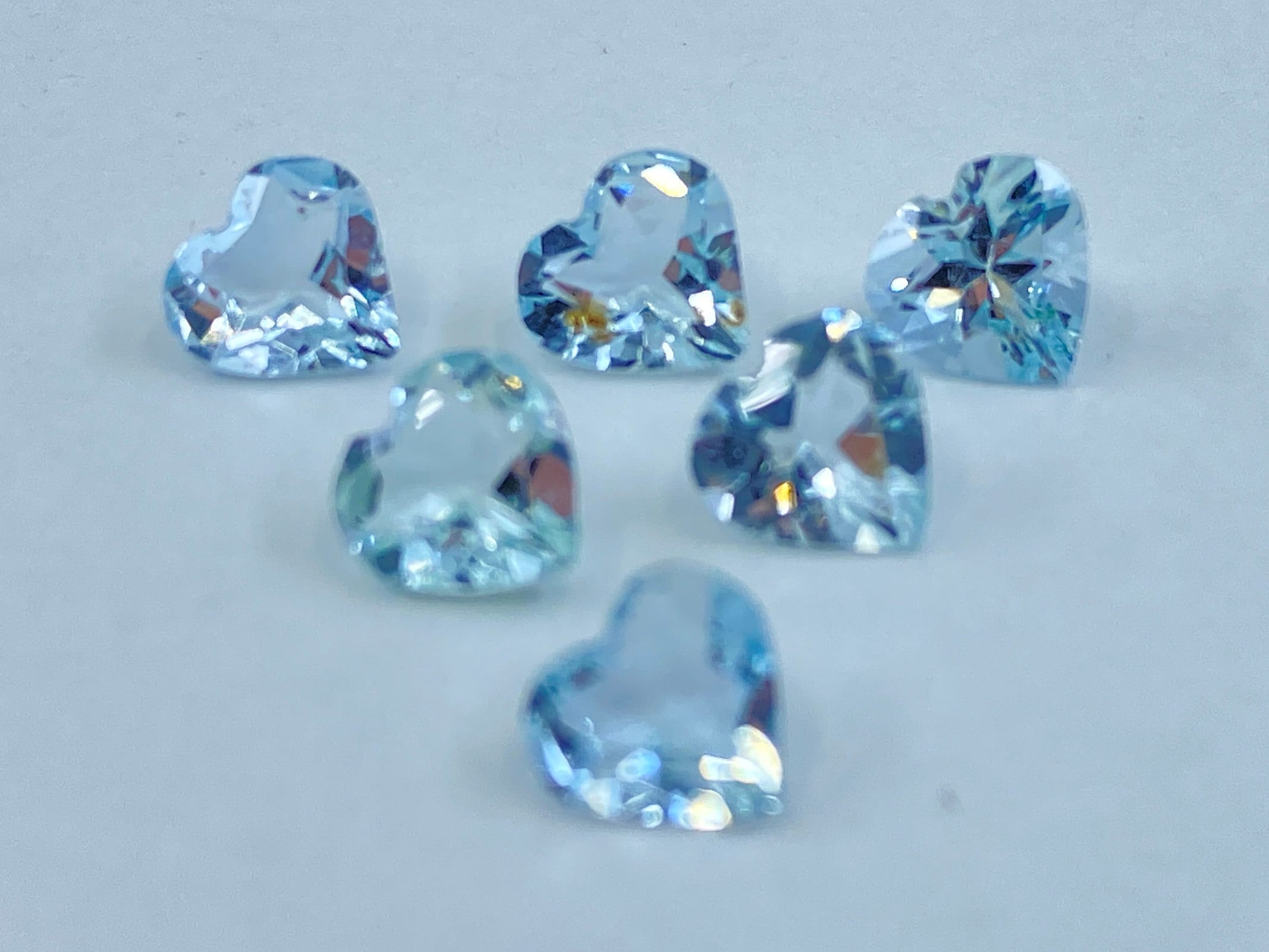 Aquamarine Faceted Heart Shape Loose Gemstones In 4mm, 5mm & 6mm For Jewellery Making