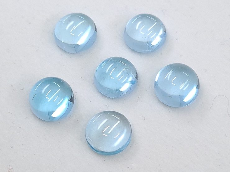 Sky Blue Topaz Cabochon Round Shape Loose Gemstones in Assorted Sizes from 3mm to 10mm for Jewellery Making