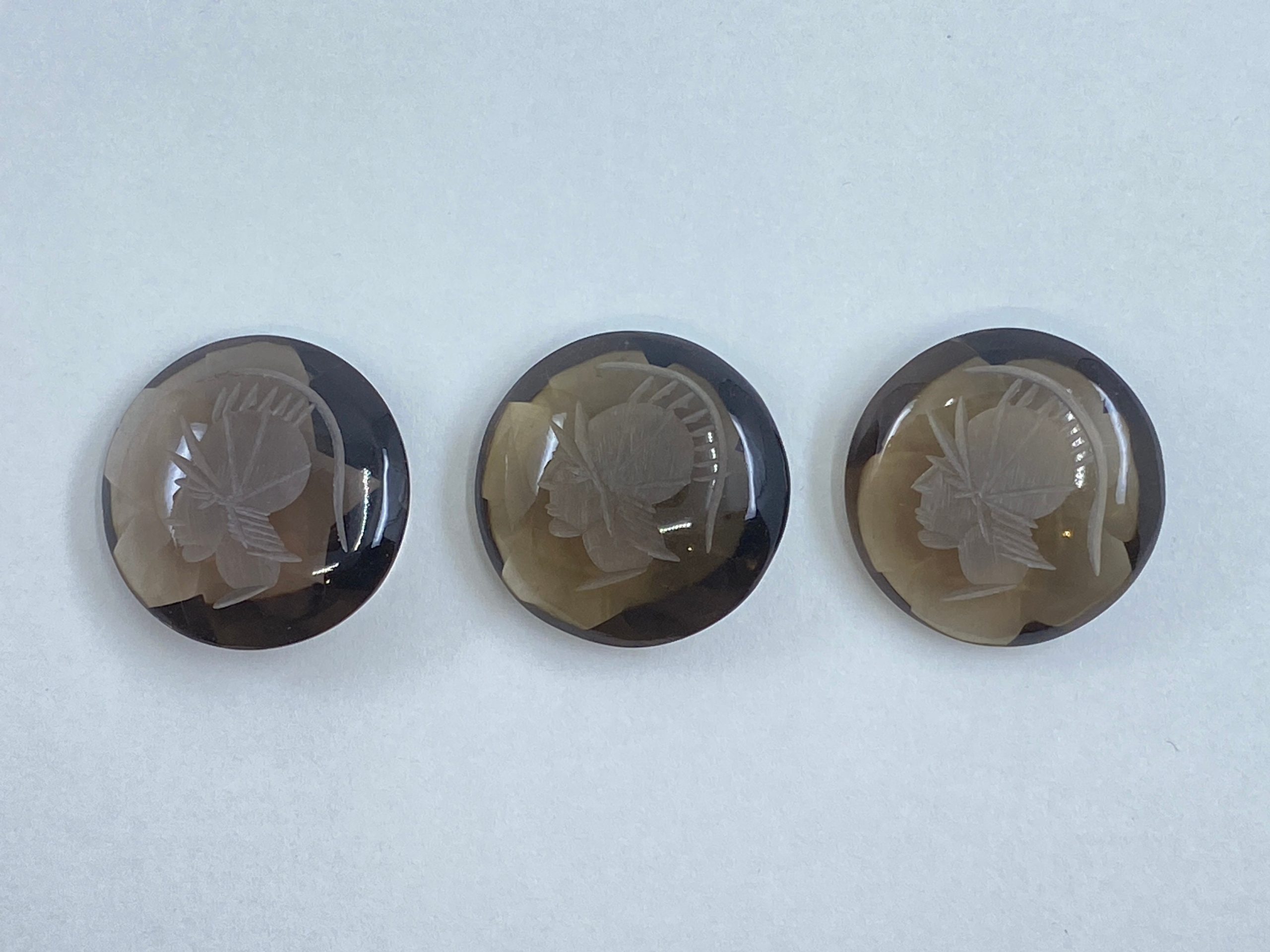 il fullxfull.3316234687 trqw 1 scaled Smoky Quartz Roman Head Intaglio Round Cabochon Gemstones in Assorted Sizes from 12mm to 30mm for Jewellery Making