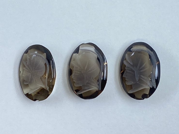 il fullxfull.3316242397 7wiw scaled Smoky Quartz Roman Head Intaglio Oval Cabochon Gemstones in Assorted Sizes from 10x8mm to 30x22mm for Jewellery Making