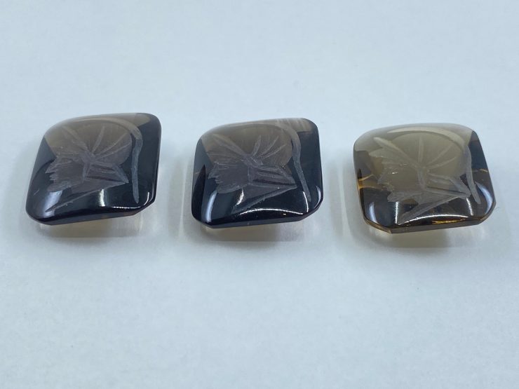 il fullxfull.3316257049 de27 scaled Smoky Quartz Roman Head Intaglio Antique Shape Cabochon Gemstones in Assorted Sizes from 10x8mm to 25x18mm for Jewellery Making