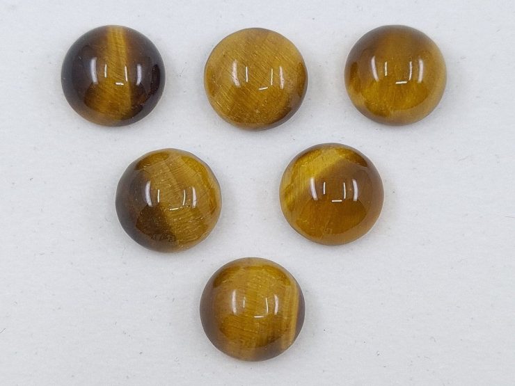 Golden Tiger Eye Cabochon Round Loose Gemstones in 6mm, 7mm and 12mm For Jewellery Making