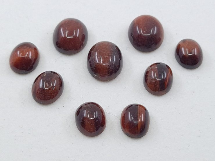 Red Tiger Eye Cabochon Oval Loose Gemstones in 10x8mm and 12x10mm for Jewellery Making