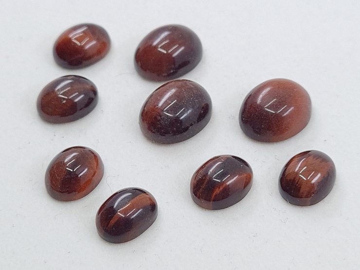 Red Tiger Eye Cabochon Oval Loose Gemstones in 10x8mm and 12x10mm for Jewellery Making