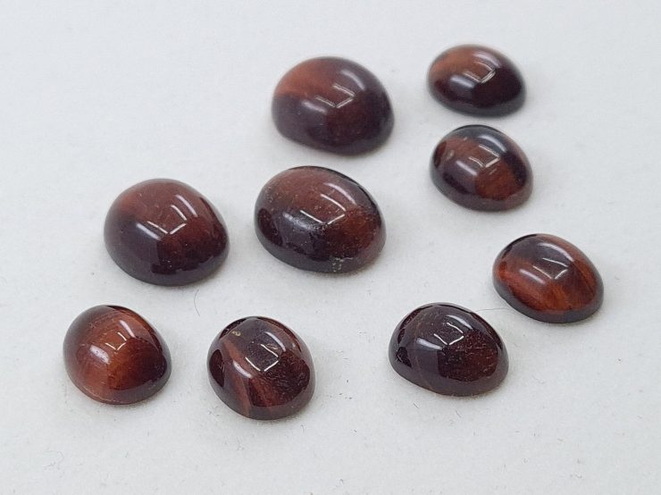 Red Tiger Eye Cabochon Oval Loose Gemstones in 10x8mm and 12x10mm for Jewellery Making