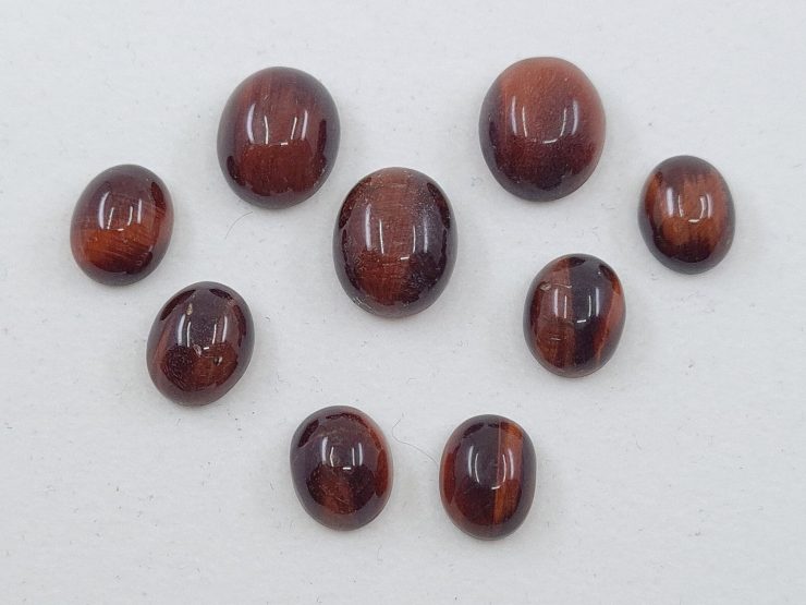 Red Tiger Eye Cabochon Oval Loose Gemstones in 10x8mm and 12x10mm for Jewellery Making