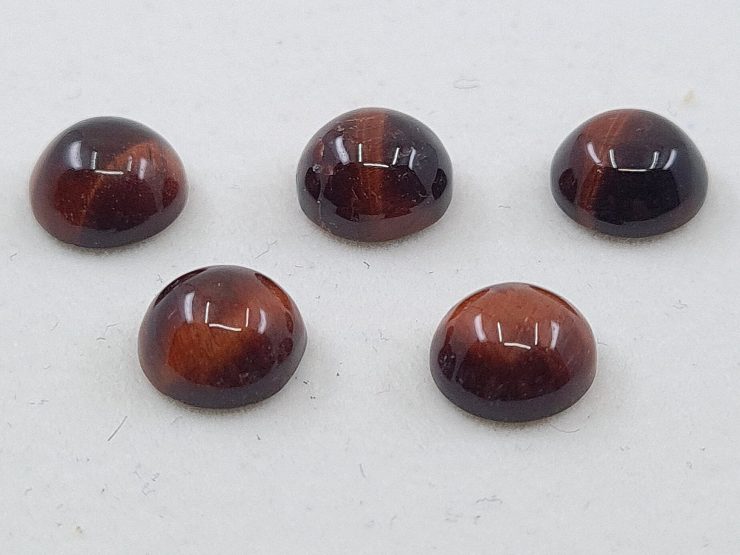 100 Pieces of Red Tiger Eye Cabochon Round Loose Gemstones in 8mm for Jewellery Making