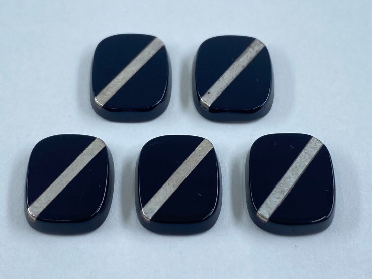 il fullxfull.3320051463 14rh scaled Flat Black Onyx Cushion Shape SBBT Gemstones with 1 Real Sterling Silver Stripe in Assorted Sizes from 8x6mm to 16x14mm for Jewellery Making