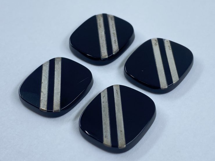 il fullxfull.3320058605 bka0 1 scaled 8 Pieces of Flat Black Onyx Cushion Shape SBBT Gemstones with 2 Real Sterling Silver Stripes in 16x14mm for Jewellery Making