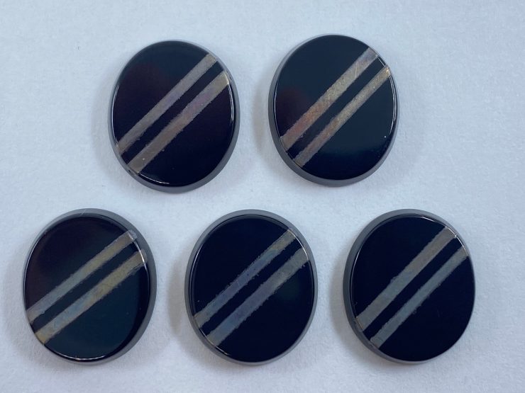 il fullxfull.3320061957 2p8z scaled Flat Black Onyx Oval Shape SBBT Gemstones with 2 Real Sterling Silver Stripes in 8x6mm, 14x10mm & 14x12mm for Jewellery Making