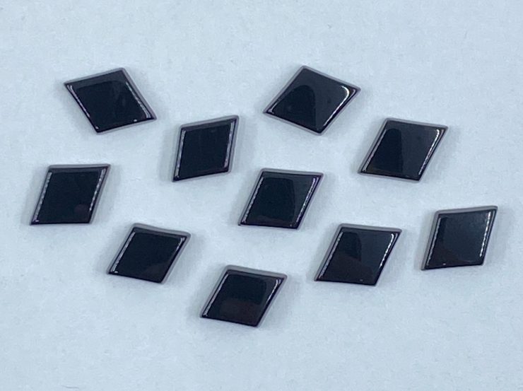 Flat Black Onyx Lozenge Shape SBBT (Single Bevel Buff Top) Gemstones in 7x5mm & 8x6mm for Jewellery Making