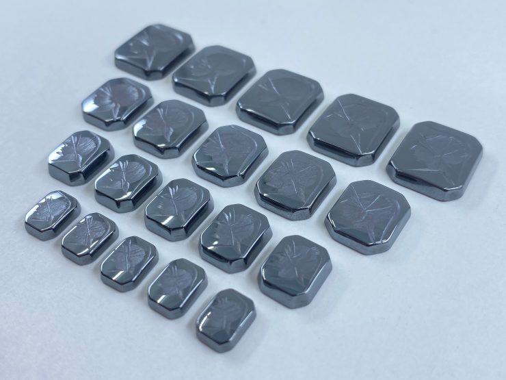 il fullxfull.3322296583 5c6l scaled Flat Hematite Greek Head Octagon Shape SBBT (Single Bevel Buff Top) Gemstones in Assorted Sizes from 8x6mm to 14x12mm for Jewellery Making