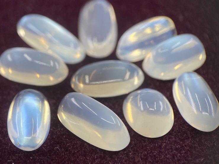 il fullxfull.3330856548 pcva scaled Blue Moonstone Oval Cabochon from Sri Lanka (not Rainbow Moonstone) in Pieces Approximating 12x6mm - 14x7mm for Jewellery Making