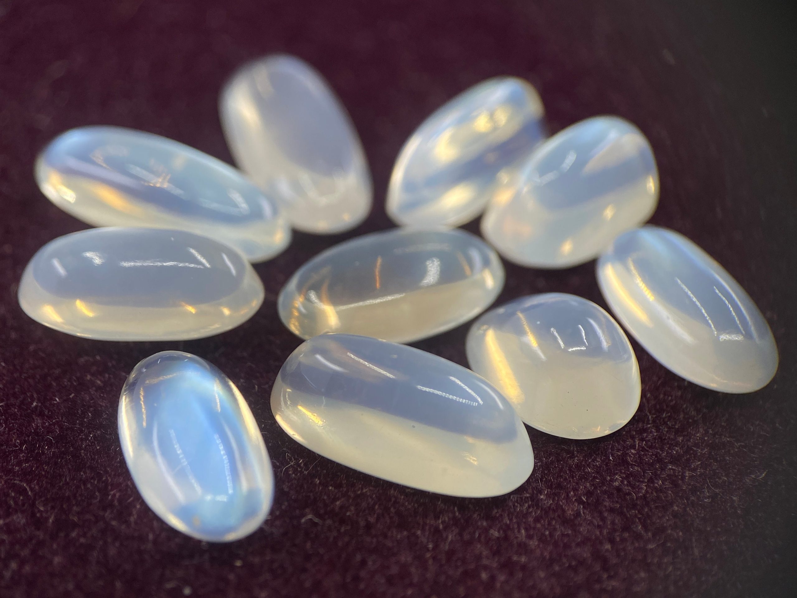 il fullxfull.3330856814 qwx6 scaled Blue Moonstone Oval Cabochon from Sri Lanka (not Rainbow Moonstone) in Pieces Approximating 12x6mm - 14x7mm for Jewellery Making