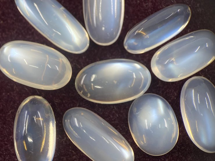 il fullxfull.3330856874 lgu9 scaled Blue Moonstone Oval Cabochon from Sri Lanka (not Rainbow Moonstone) in Pieces Approximating 12x6mm - 14x7mm for Jewellery Making