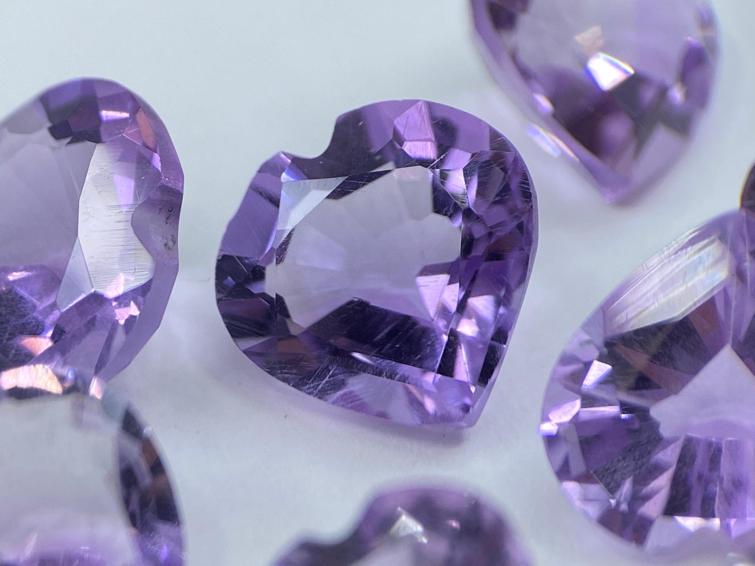 il fullxfull.3348787422 q6v6 scaled Amethyst (Brazilian) Faceted Heart Shape Loose Gemstones in Assorted Sizes from 4mm to 10mm for Jewellery Making