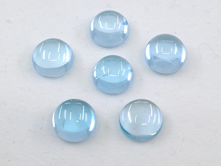 Sky Blue Topaz Cabochon Round Shape Loose Gemstones in Assorted Sizes from 3mm to 10mm for Jewellery Making