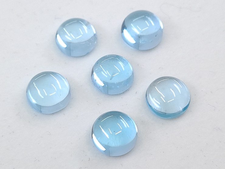 Sky Blue Topaz Cabochon Round Shape Loose Gemstones in Assorted Sizes from 3mm to 10mm for Jewellery Making