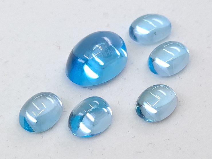 Sky Blue Topaz Cabochon Oval Shape Loose Gemstones in Assorted Sizes from 5x4mm to 12x10mm for Jewellery Making