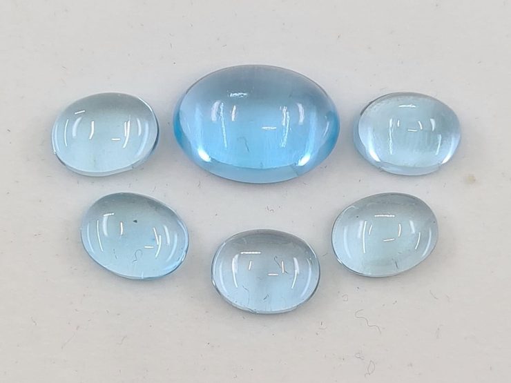 Sky Blue Topaz Cabochon Oval Shape Loose Gemstones in Assorted Sizes from 5x4mm to 12x10mm for Jewellery Making