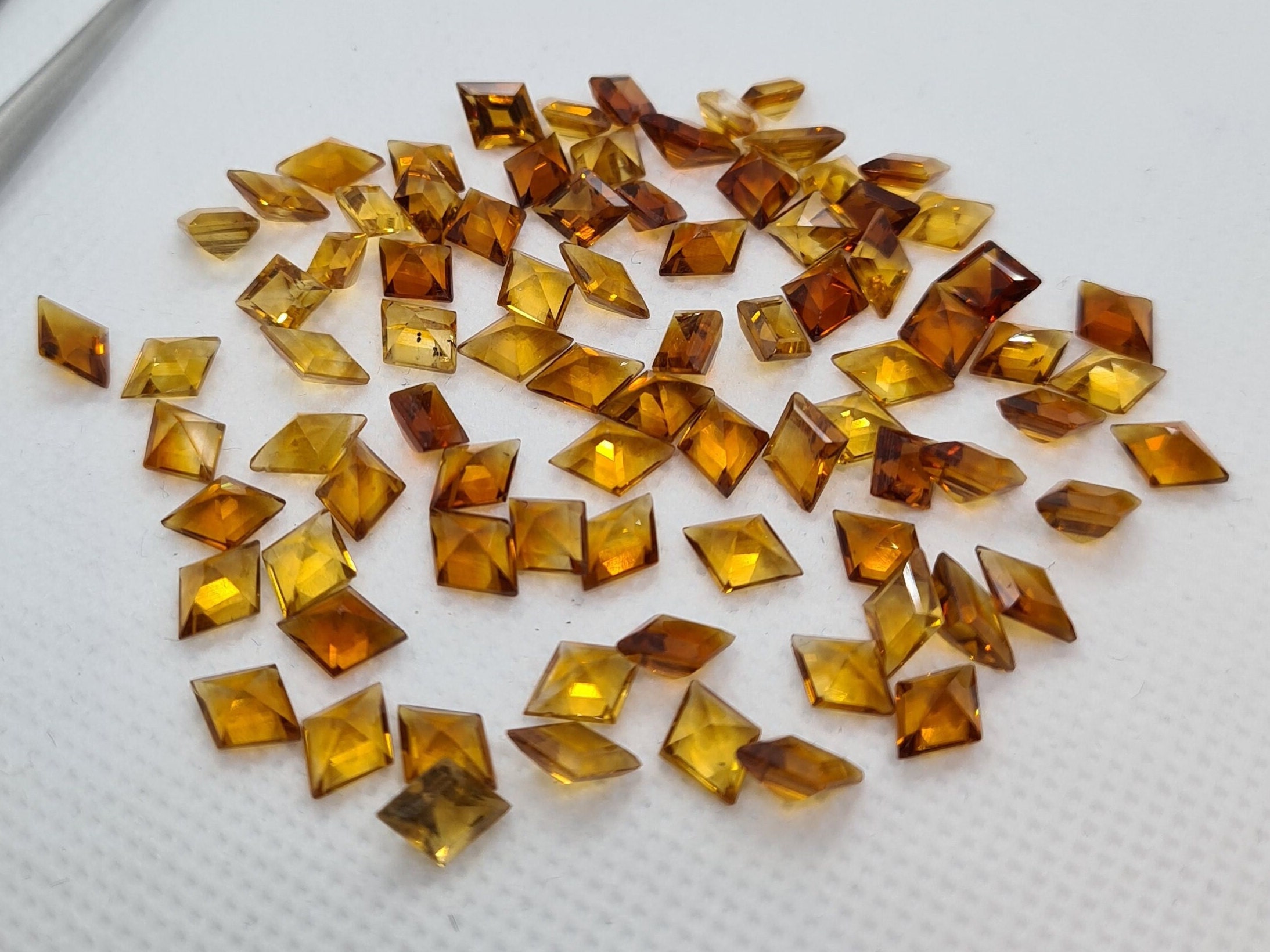 Citrine (Brazil) Natural Faceted Lozenge Shape Loose Gemstones in 6x4mm, 7x5mm & 8x6mm for Jewellery Making