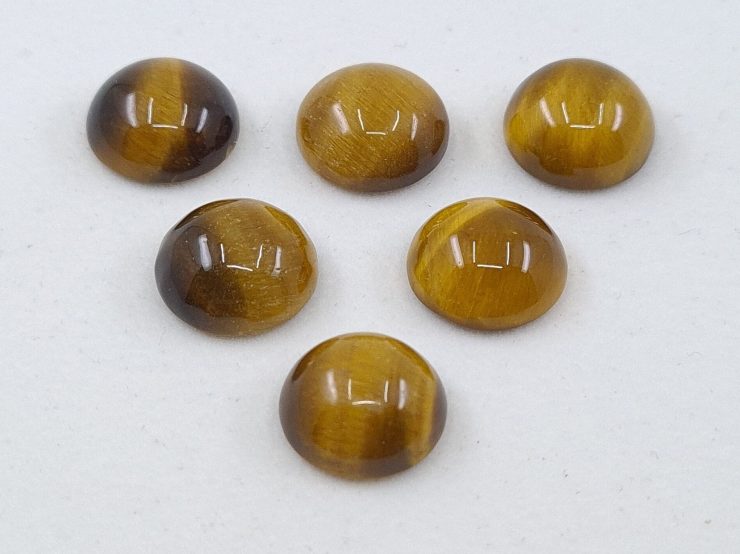 Golden Tiger Eye Cabochon Round Loose Gemstones in 6mm, 7mm and 12mm For Jewellery Making