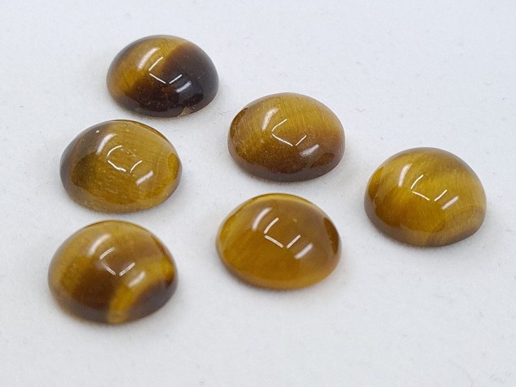 Golden Tiger Eye Cabochon Round Loose Gemstones in 6mm, 7mm and 12mm For Jewellery Making