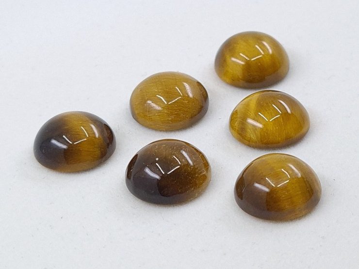 Golden Tiger Eye Cabochon Round Loose Gemstones in 6mm, 7mm and 12mm For Jewellery Making