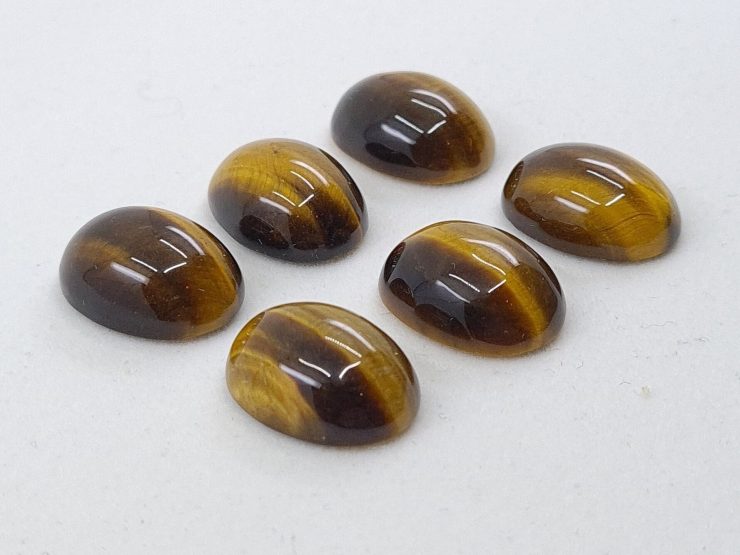 Golden Tiger Eye Cabochon Oval Loose Gemstones In Assorted Sizes Ranging From 8x6mm to 25x18mm For Jewellery Making