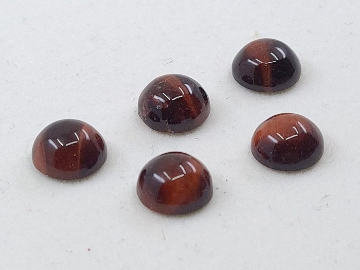 100 Pieces of Red Tiger Eye Cabochon Round Loose Gemstones in 8mm for Jewellery Making