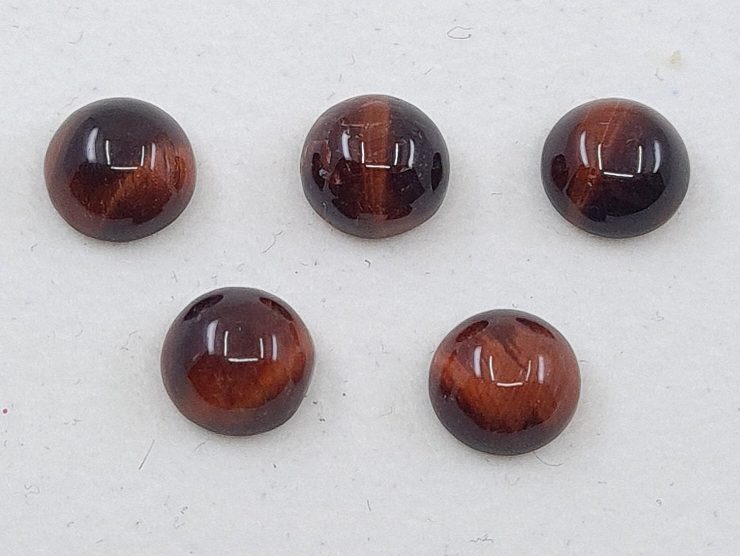 100 Pieces of Red Tiger Eye Cabochon Round Loose Gemstones in 8mm for Jewellery Making