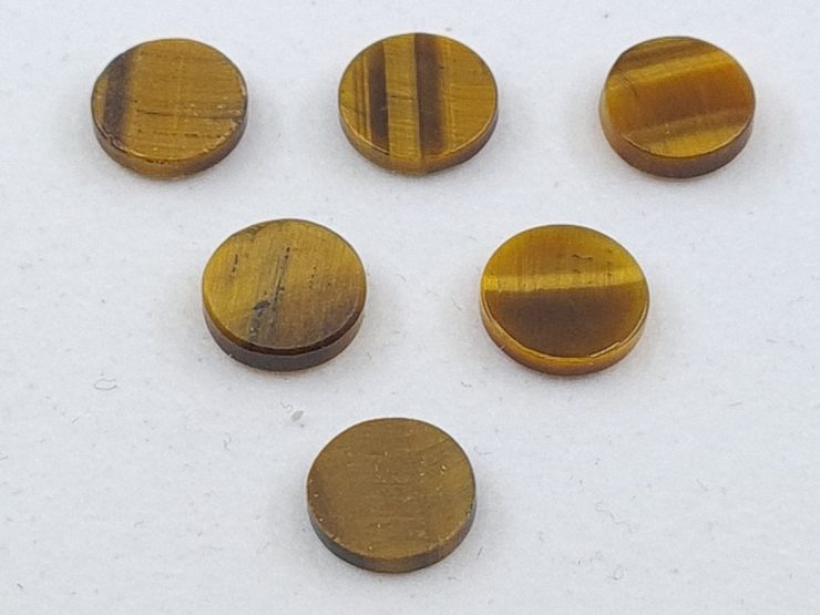 Flat Golden Tiger Eye Round Loose Gemstones in 10mm, 12mm & 20mm for Jewellery Making