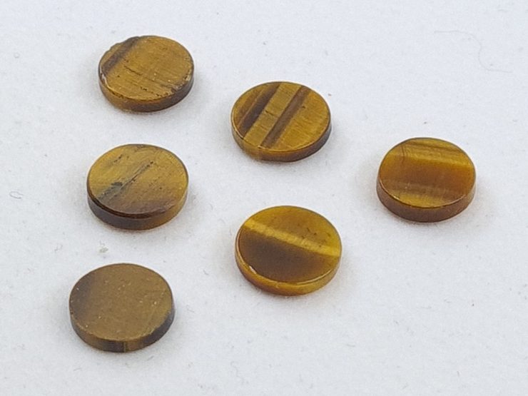 Flat Golden Tiger Eye Round Loose Gemstones in 10mm, 12mm & 20mm for Jewellery Making