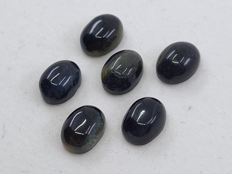 100 Pieces of Blue Tiger Eye Cabochon Oval Loose Gemstones in 8x6mm for Jewellery Making