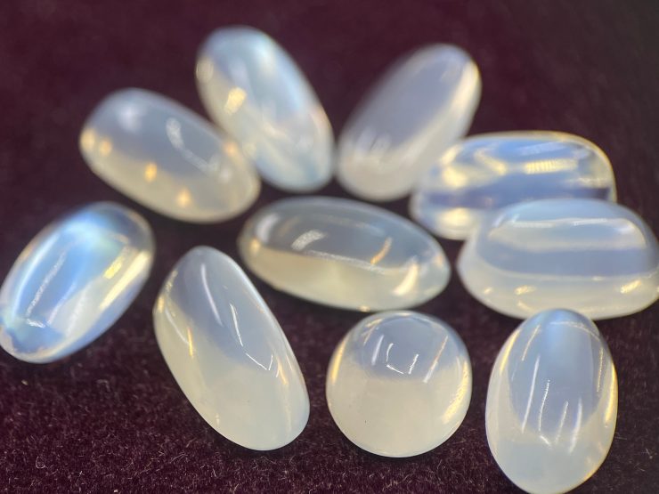 il fullxfull.3378551619 1f80 scaled Blue Moonstone Oval Cabochon from Sri Lanka (not Rainbow Moonstone) in Pieces Approximating 12x6mm - 14x7mm for Jewellery Making