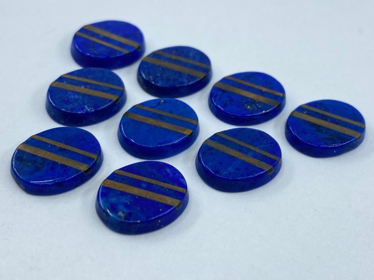 il fullxfull.3396426030 dira scaled Lapis Lazuli (Afghanistan) Oval Shape SBBT Gemstones with 2 Real 9 Carat Gold Stripes in 12x10mm for Jewellery Making