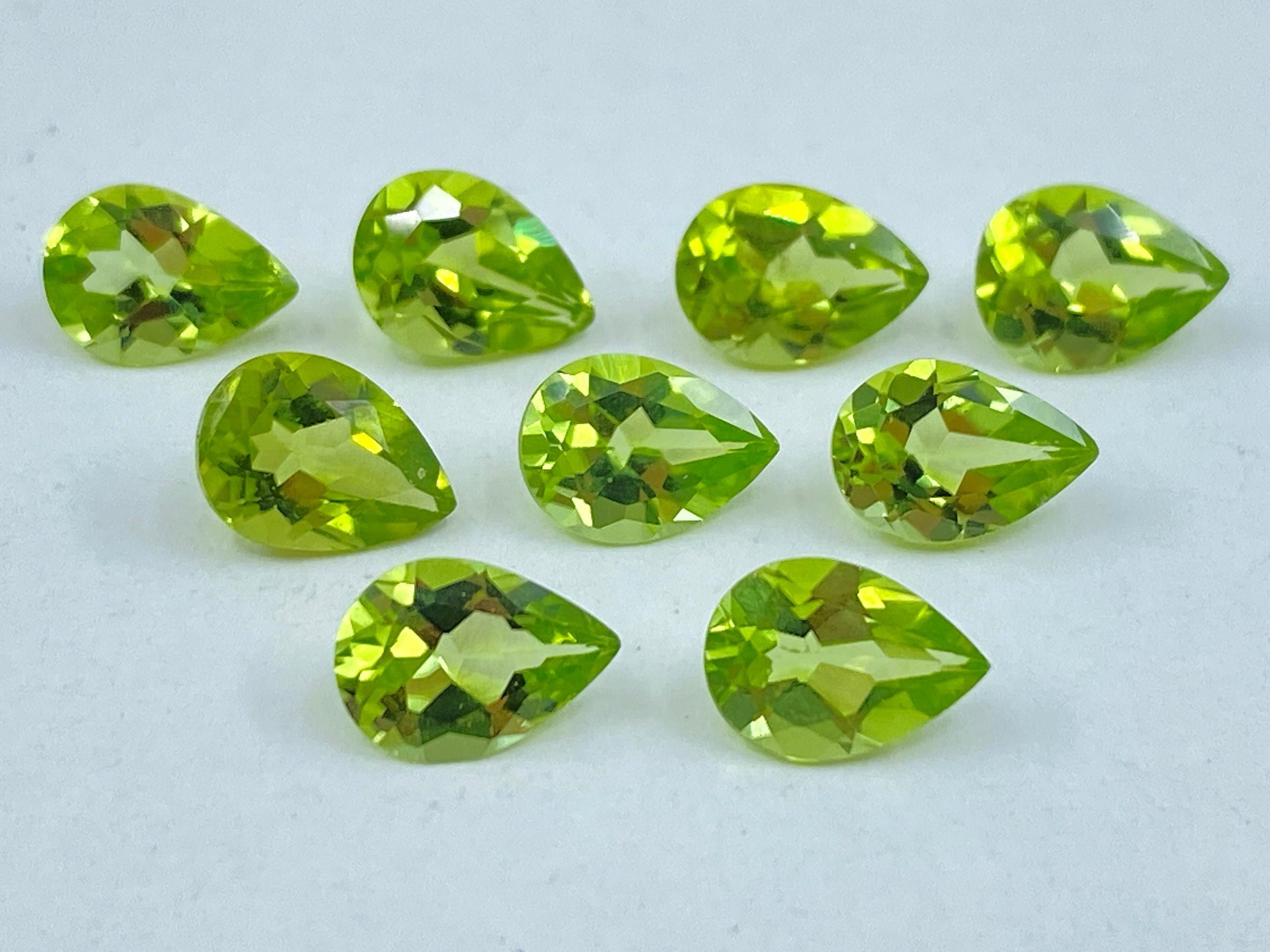 Peridot Faceted Pear Shape Loose Gemstones in a Range of Sizes from 4x2mm up to 15x6mm for Jewellery Making