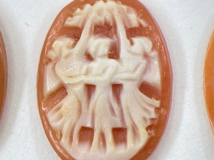 il fullxfull.3445723477 psoy scaled Coral (Italy) Carved Cameo Oval Shape Gemstones Featuring 3 Graces in 10x8mm, 14x10mm, 16x12mm & 18x13mm for Jewellery Making