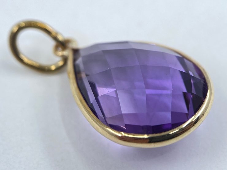 il fullxfull.3460085848 ewux scaled 9 Carat Gold Pear Shape African Amethyst (11 Carat Gemstone) Pendant