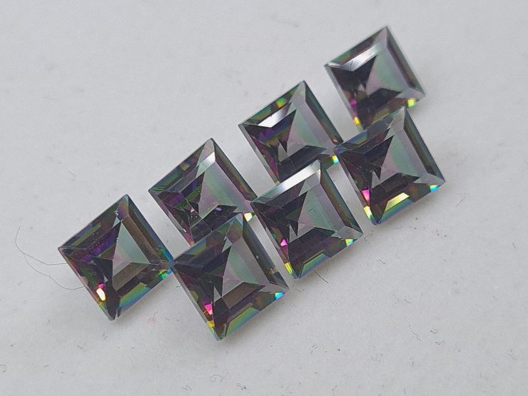 Mystic Topaz Faceted Square Shape Loose Gemstones in 5mm & 6mm for Jewellery Making