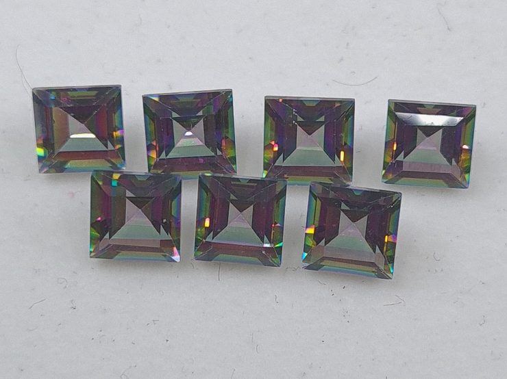 Mystic Topaz Faceted Square Shape Loose Gemstones in 5mm & 6mm for Jewellery Making