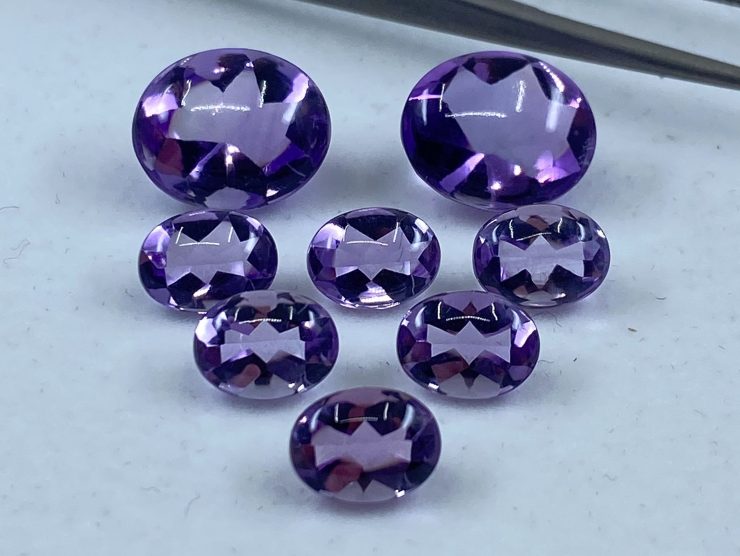 Amethyst (Brazilian) Buff Top Oval Loose Gemstones in Assorted Sizes Ranging from 7x5mm to 12X10mm for Jewellery Making