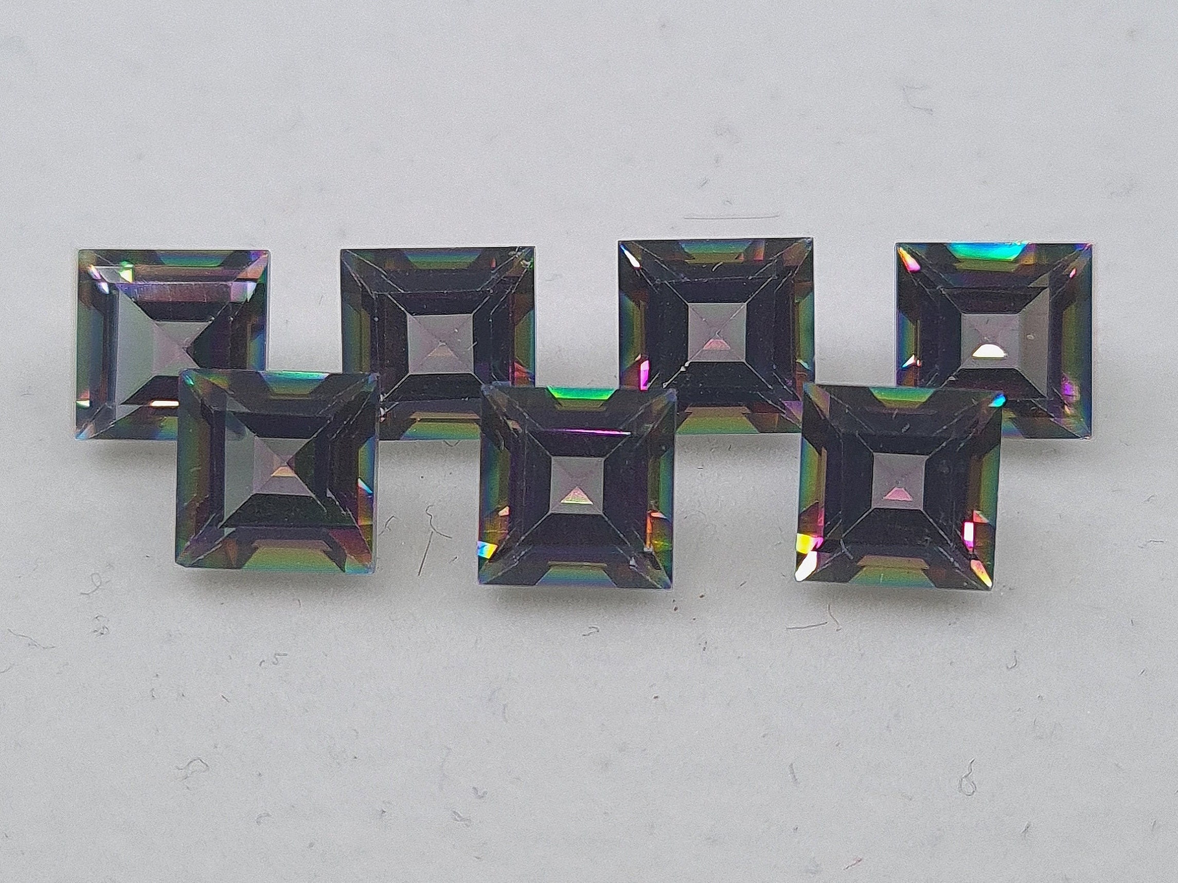 Mystic Topaz Faceted Square Shape Loose Gemstones in 5mm & 6mm for Jewellery Making