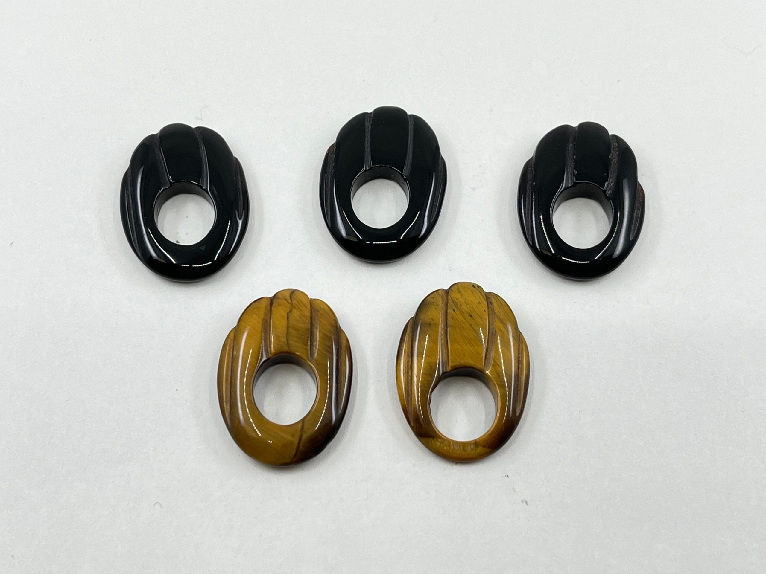 il fullxfull.3994682657 7ei5 scaled 5 Pieces of Onyx or 6 Pieces of Tiger Eye Flat Carved Loose Gemstones in 25x18mm for Jewellery Making