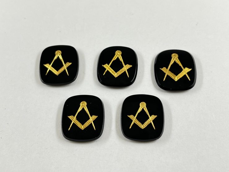 il fullxfull.4127051226 69l9 scaled Black Onyx Antique Shape Double Bevel Masonic Gems with 14ct Gold Paint in 16x14mm for Jewellery Making