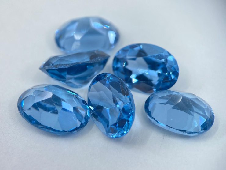 Lab-Created Aquamarine Corundum Oval Shape Faceted Loose Gemstones In 14x10mm For Jewellery Making