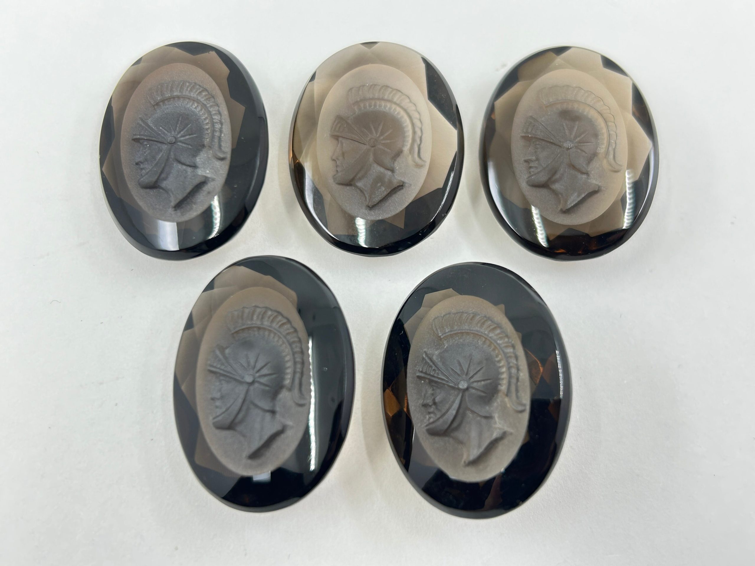 il fullxfull.4439795169 fwxv scaled 4 Pieces of Smoky Quartz 21x17mm Oval Shape Engraved Roman Head Intaglio Loose Gemstones in Assorted Sizes for Jewellery Making