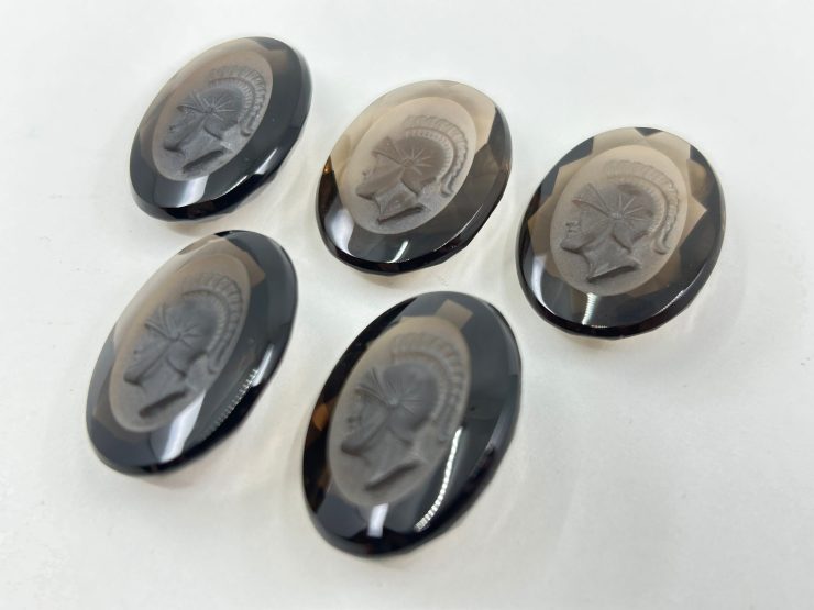 il fullxfull.4439795179 axk5 scaled 4 Pieces of Smoky Quartz 21x17mm Oval Shape Engraved Roman Head Intaglio Loose Gemstones in Assorted Sizes for Jewellery Making