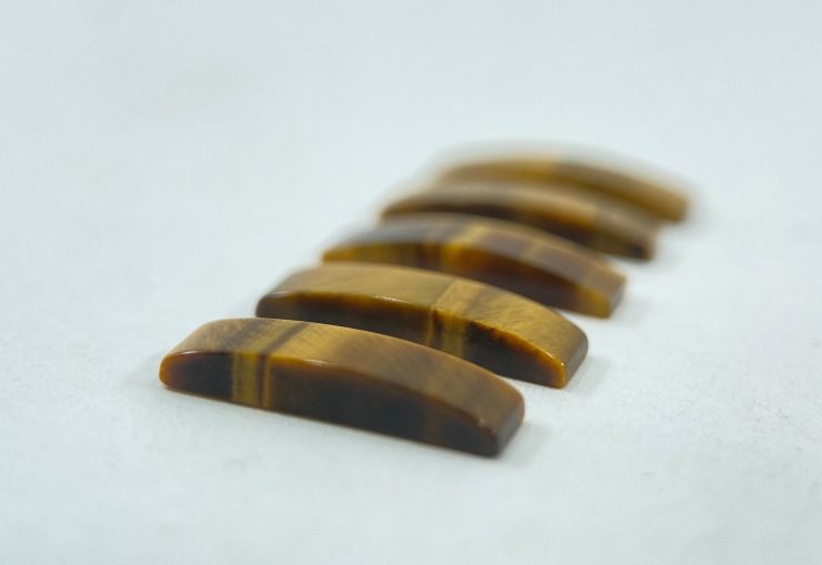 50 Pieces of Golden Tiger Eye 'Rectangular D Shape' Loose Gemstones in 15x4mm for Jewellery Making