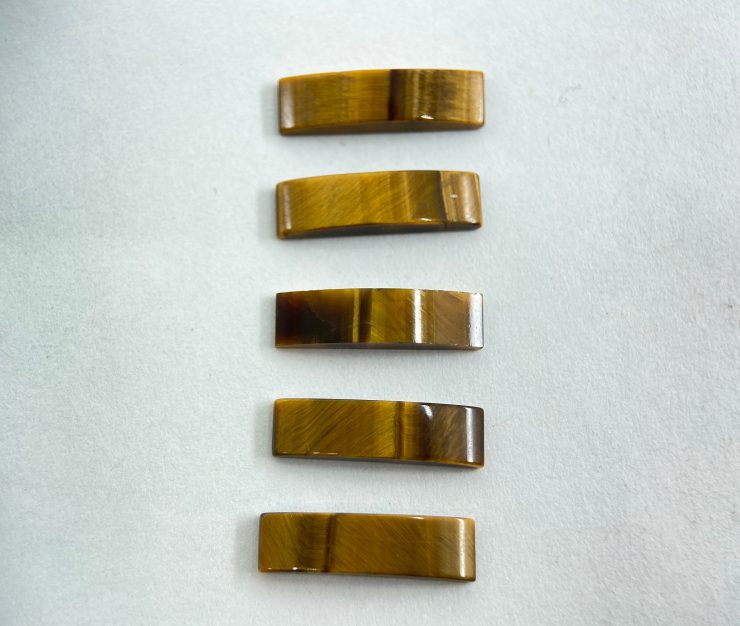 50 Pieces of Golden Tiger Eye 'Rectangular D Shape' Loose Gemstones in 15x4mm for Jewellery Making